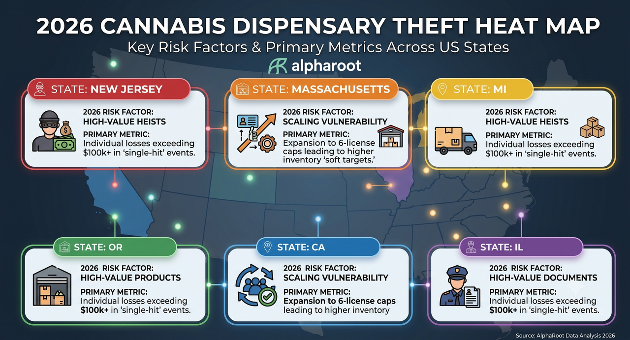 Cannabis dispensary theft heat map